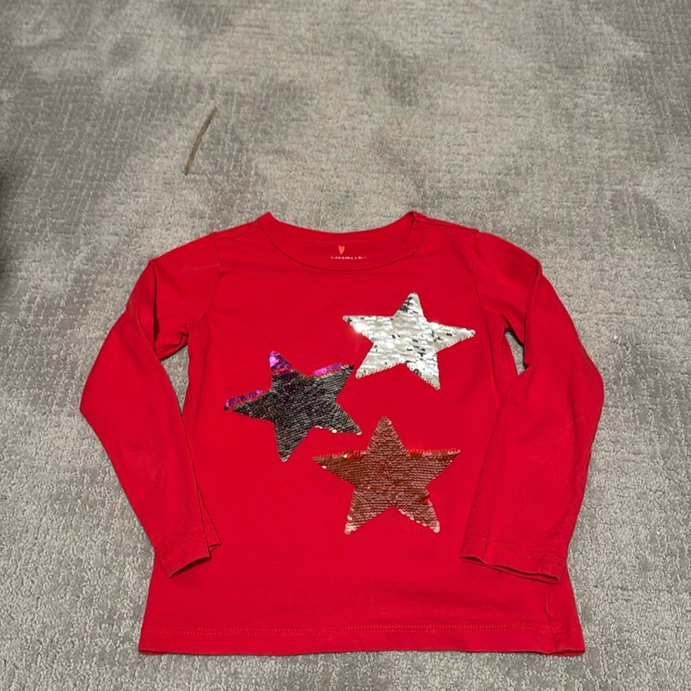 Crewcuts flippy sequin star long sleeve tee